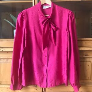 Vintage Oleg Cassini silk pink blouse